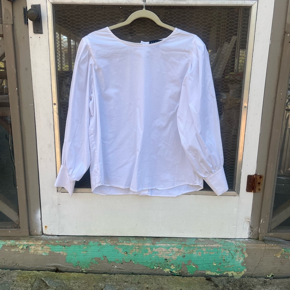 Eloquii Crisp White Blouse w/ Black buttons